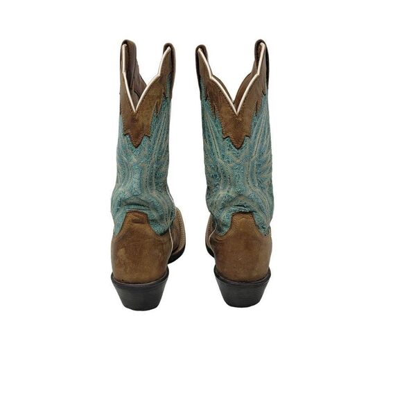 Ariat Leather Cowboy Boots 6B Round Up Outfitter Teal Brown Square Toe Rodeo - Picture 7 of 11